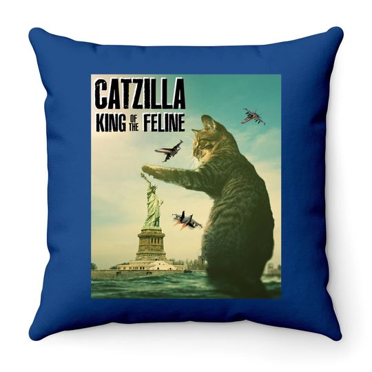 Catzilla King Of The Feline Movie Poster Gag Cat Throw Pillow