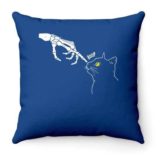 Halloween Cat Black Lover Skeleton Hand Boop Horror Custome Throw Pillow
