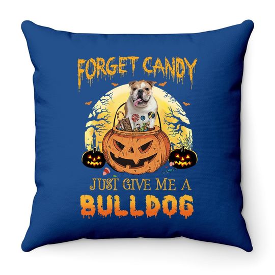 Candy Pumpkin Bulldog Throw Pillow
