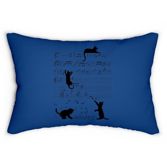 Cat Kitty Playing Music Note Clef Musician Art Lumbar Pillow