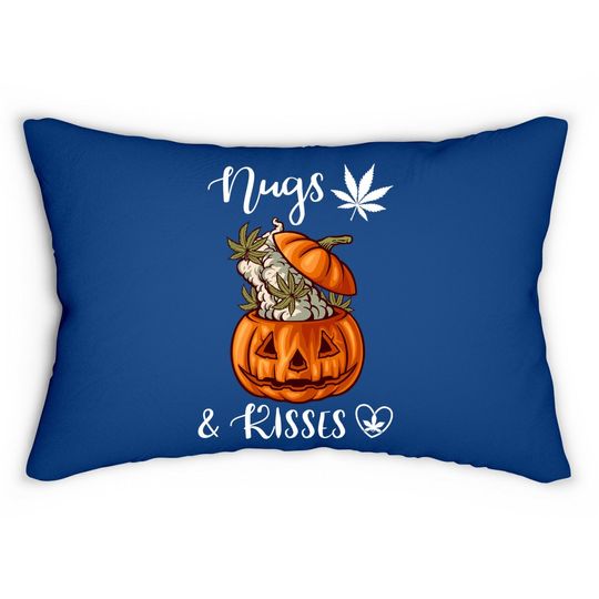 Nugs And Kisses Marijuana Cannabis Leaves Pumpkin Weed Lumbar Pillow