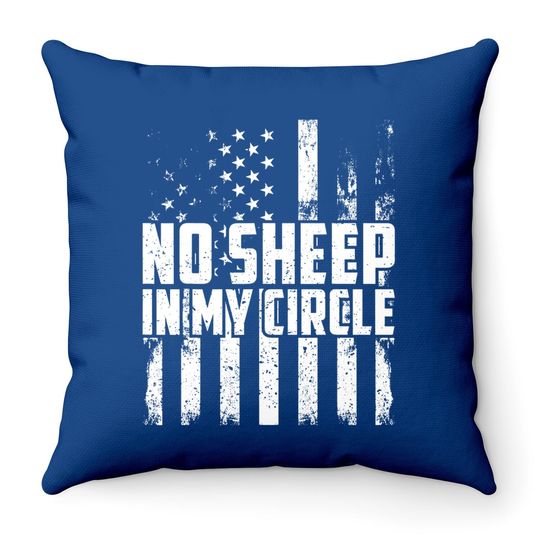 No Sheep In My Circle Funny Vintage Us Flag Throw Pillow