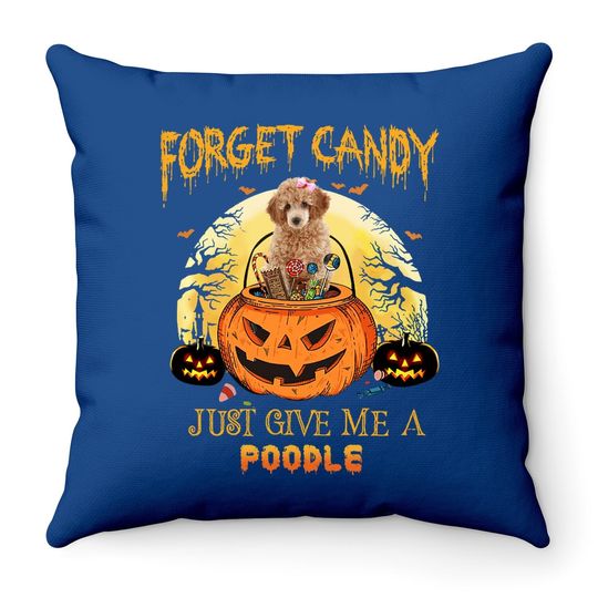 Candy Pumpkin Poodle Dog Throw Pillow