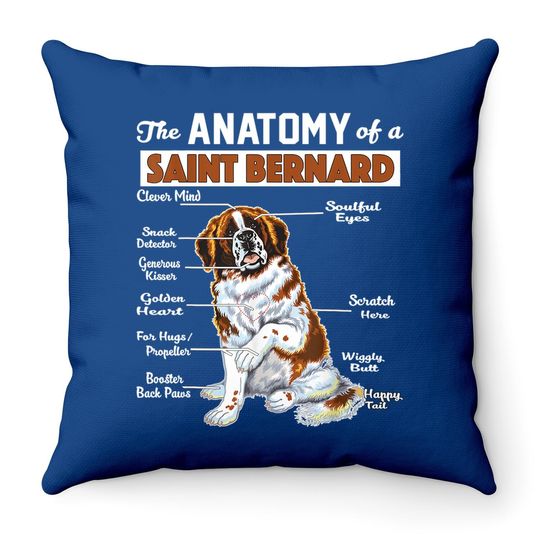The Anatomy Of A Saint Bernard Throw Pillow