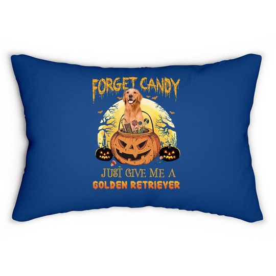 Candy Pumpkin Golden Retriever Lumbar Pillow