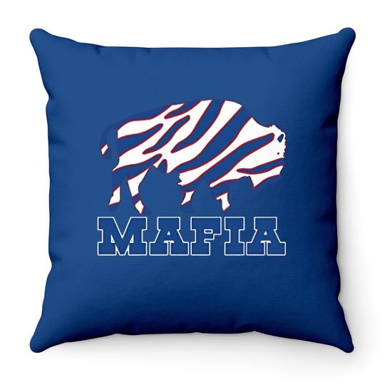 Red Bills Mafia Zubaz Logo Throw Pillow