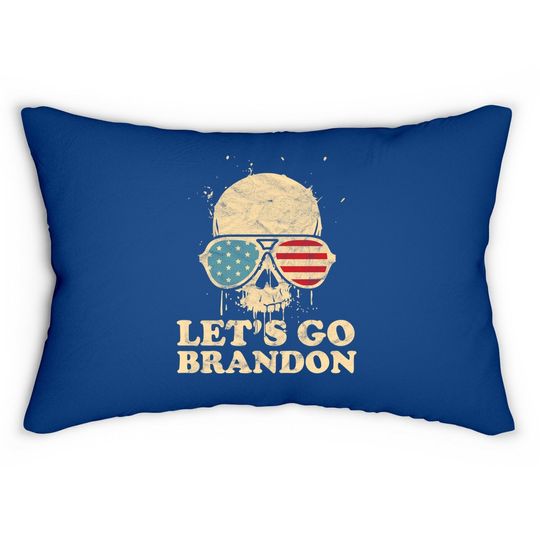Let's Go Brandon Skull American Flag Lumbar Pillow
