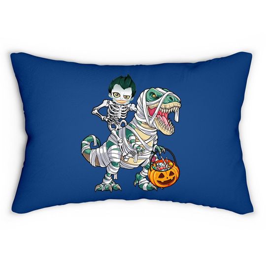 Skeleton Riding Mummy Dinosaur T-rex Halloween Joker Lumbar Pillow