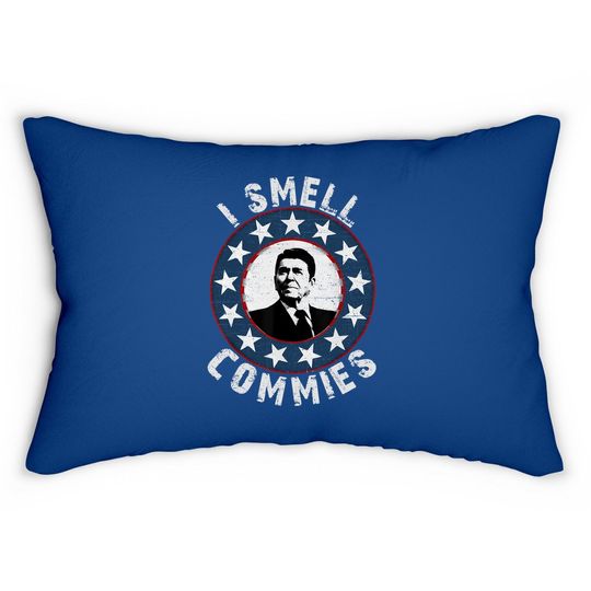 Ronald Reagan I Smell Commies Retro Vintage Political Humor Lumbar Pillow
