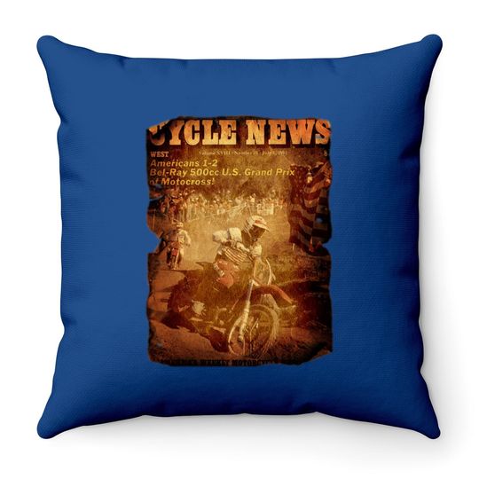 Cycle News West American 1-2 Bel - Ray 500cc U.s. Grand Prix Of Motocorss Throw Pillow