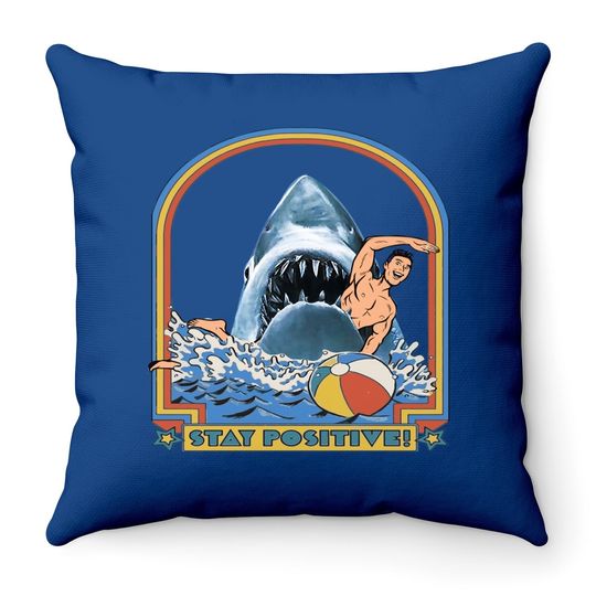 This Is Me Funny Stay Positive Shark Attack Retro Comedy Throw Pillow
