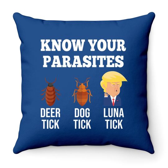 Know Your Parasites Funny Luna Tick Resist Throw Pillow