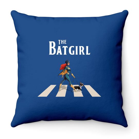 The Batgirl With Dog Superhero Throw Pillow