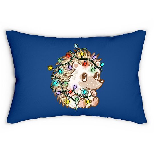 Hedgehog Christmas Colors Lumbar Pillow