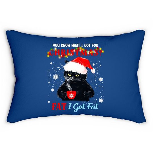 Black Cat I Got Fat For Christmas Classic Lumbar Pillow