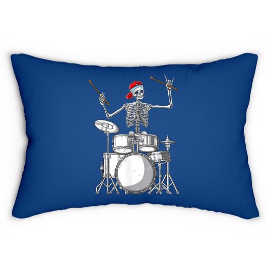 Drummer Skeleton Halloween Costume Playing Drums Lumbar Pillow