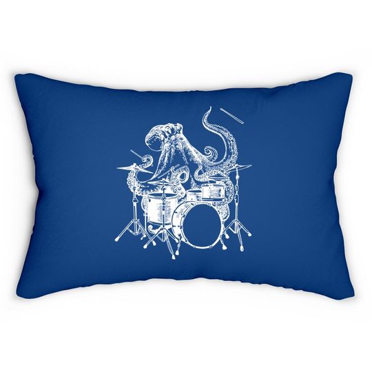Drummer Octopus Playing Drums Lumbar Pillow