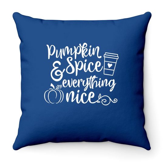 Pumpkin Spice And Everything Nice Fall Halloween Throw Pillow For Cute Graphic Letter Print Casual Short Sleeve Throw Pillow Tops
