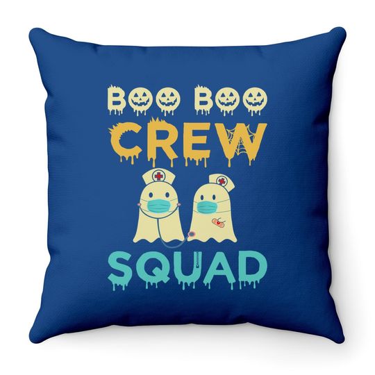 Boo Boo Crew Squad Nurse Halloween Nurses Rn Ghost Throw Pillow