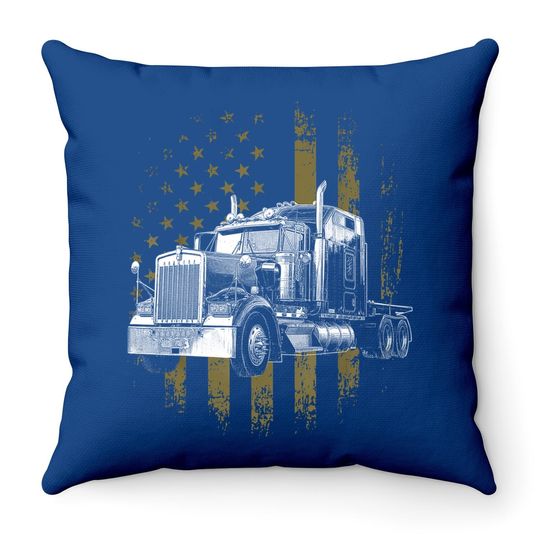 Truck Driver American Flag Throw Pillow