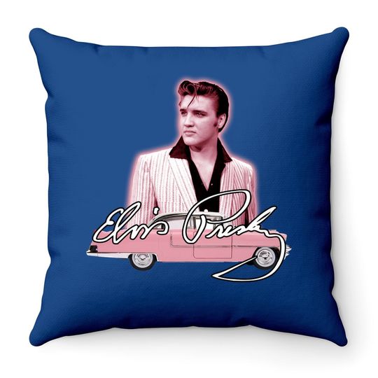 Elvis Pink Classic Car Throw Pillow