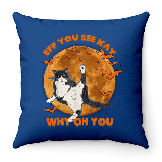 Eff You See Kay Why Oh You Cat Retro Vintage Throw Pillow