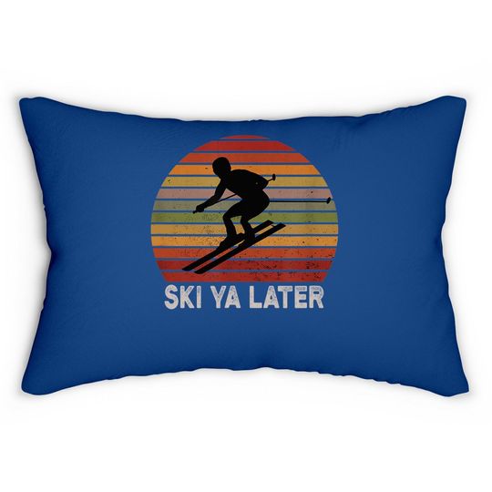 Skiers Retro Vintage Skiing Ski Ya Later Lumbar Pillow