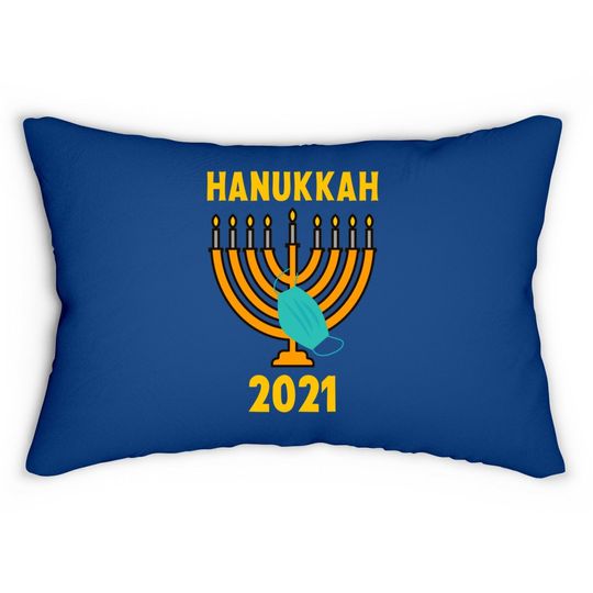 Happy Hanukkah 2021 Jewish Menorah Wearing Face Mask Lumbar Pillow