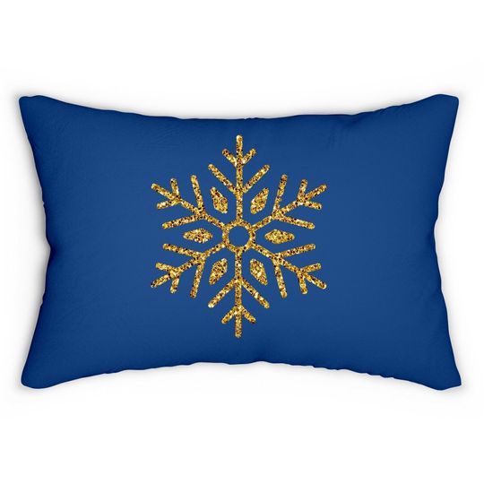 Gold Snowflakes Lumbar Pillow