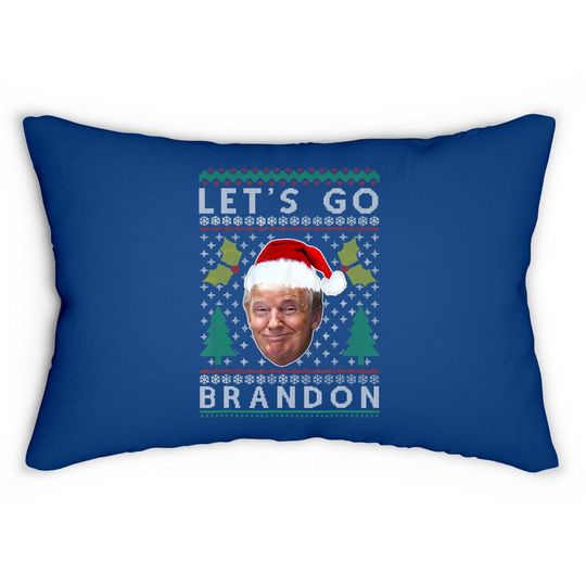 Santa Trump Let's Go Brandon Ugly Sweater Pajama Christmas Lumbar Pillow