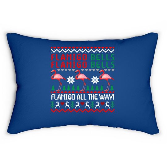 Flamingle Bells Christmas Lumbar Pillow