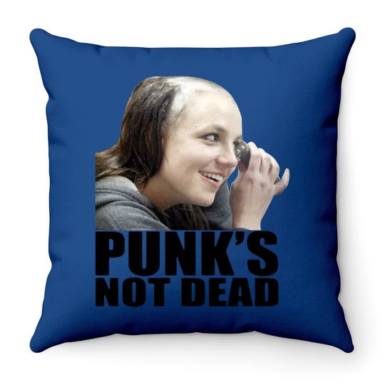 Britney Spears Shaved Head Punks Not Dead Throw Pillow
