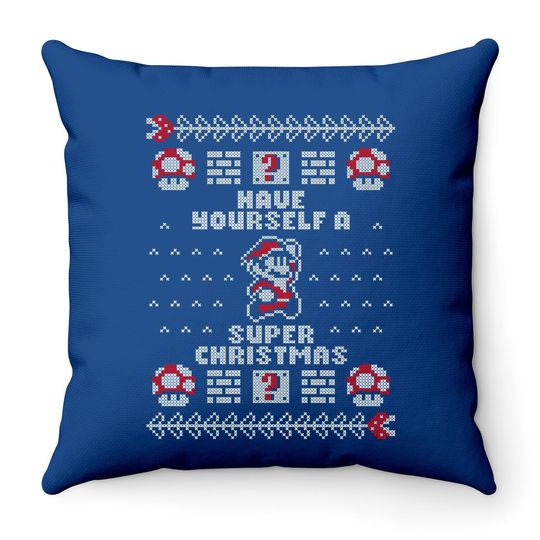 Christmas Mario Throw Pillow