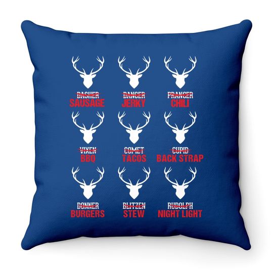 Funny Christmas Reindeer Hunter Deer Meat Hunting Gifts Throw Pillow