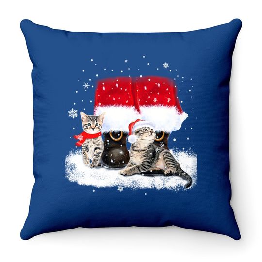 Cats And Santa Claus For Cat Lover Classic Throw Pillow