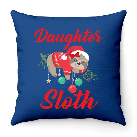 Sloth Christmas Family Matching Daughter Throw Pillow