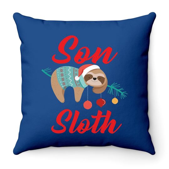 Sloth Christmas Family Matching Son Throw Pillow