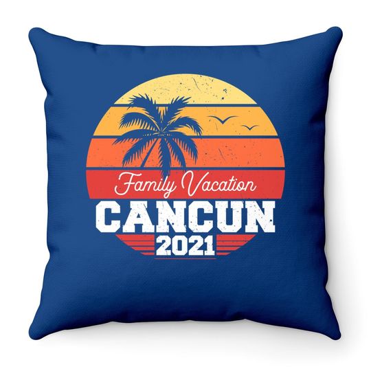 Cancun Family Vacation 2021 Trip Retro Group Matching Throw Pillow