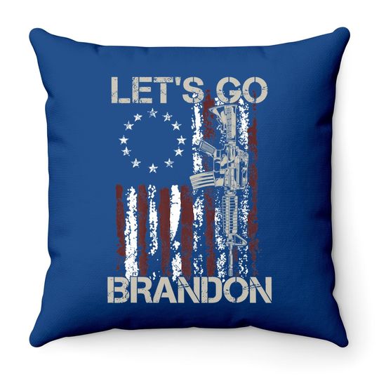 Gun American Flag Patriots Let's Go Brandon Throw Pillow