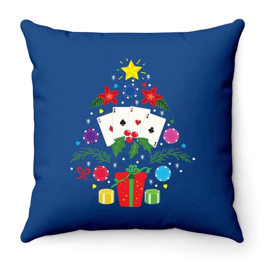 Poker Christmas Tree Funny Gift Classic Throw Pillow
