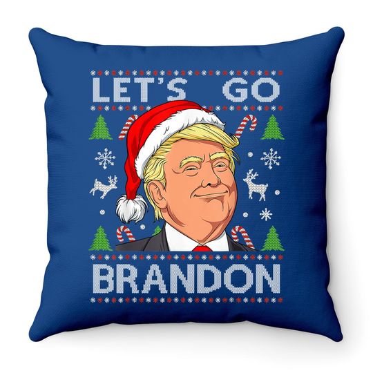 Let's Go Brandon Trump Ugly Christmas Throw Pillow