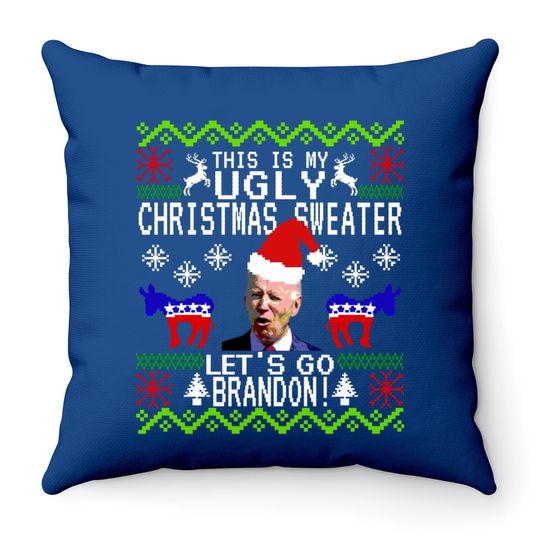 Let's Go Brandon Ugly Christmas Throw Pillow