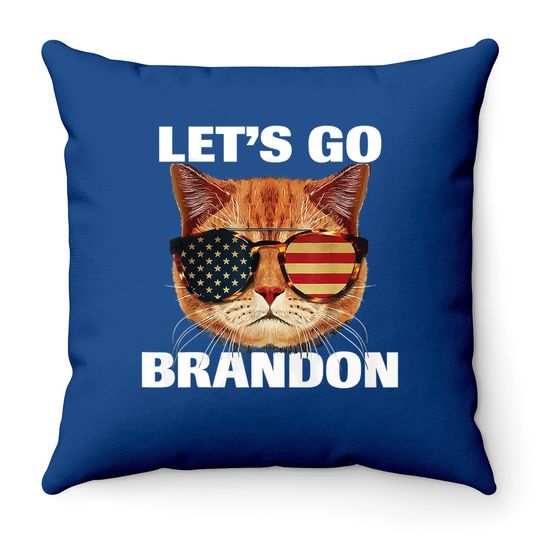 Let's Go Brandon Cat Us Sunglasses Throw Pillow