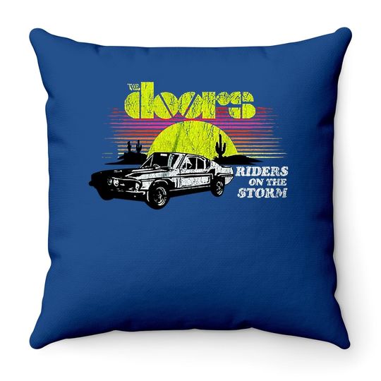 The Doors Riders On The Storm Distressed Throw Pillow