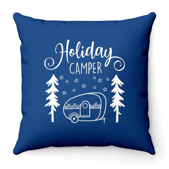Red Holiday Camper Christmas Throw Pillow