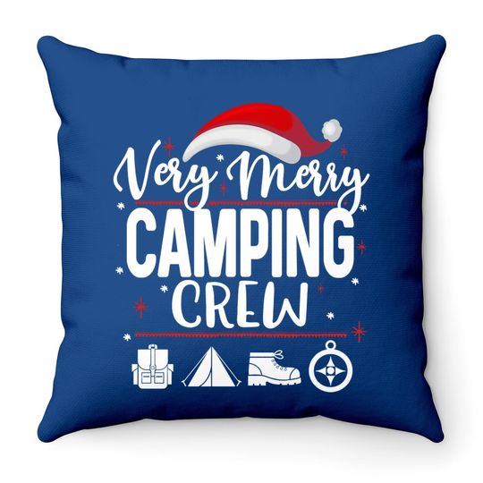 Very Merry Camping Crew Christmas Throw Pillow
