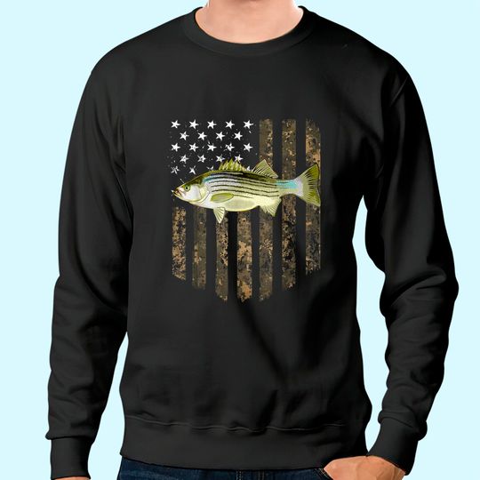 American Flag Striped Bass Fishing Sweatshirt