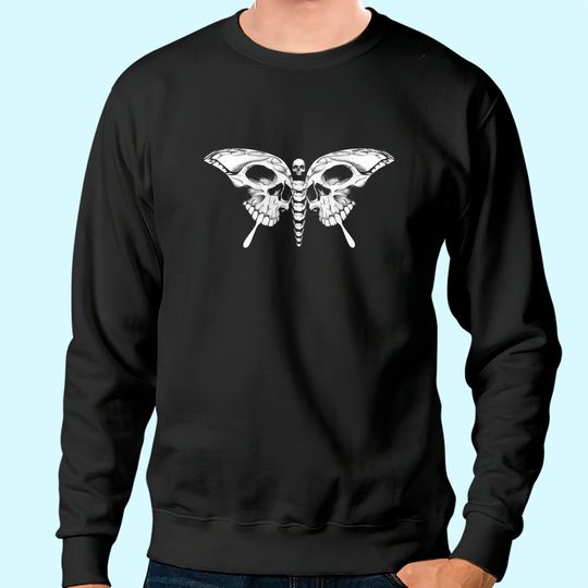 Skull Butterfly Cool Gothic Skeleton Calavera Artistic Head Sweatshirt