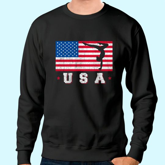 Patriotic Sports American USA Flag Girls Gymnastics Sweatshirt