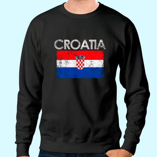 Vintage Croatia Croatian Flag Pride Gift Sweatshirt